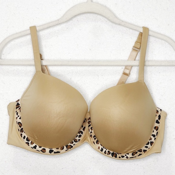 Cacique Nude Leopard Print Underwire Lightly Padded Bra 40D - Picture 1 of 6